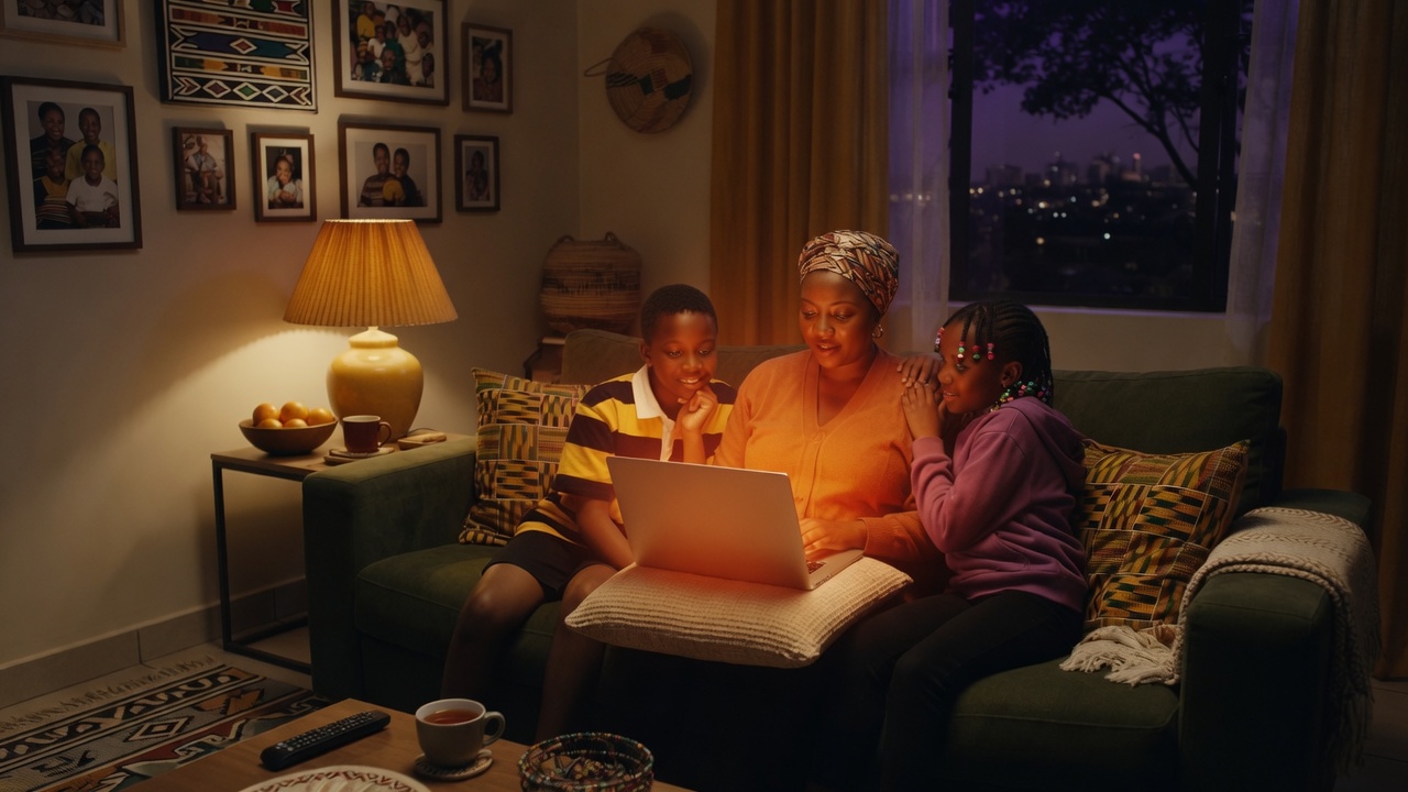 Family using the internet safely at home